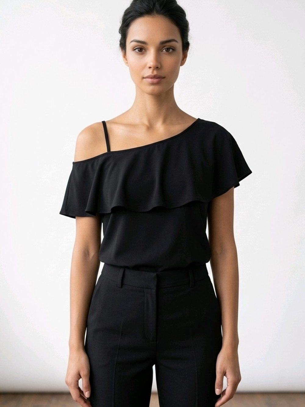 NWT Banana Republic Black Off-Shoulder Ruffle Top sz S